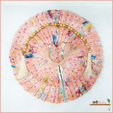 Cotton Floral Print Peach Laddu Gopal Poshak With Patka